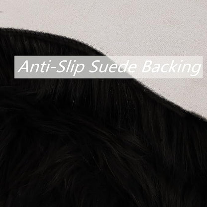 duduta Black Faux Sheepskin Runner Rugs 2x6 ft, Fluffy Fur Couch Covers | Shag - Image 5