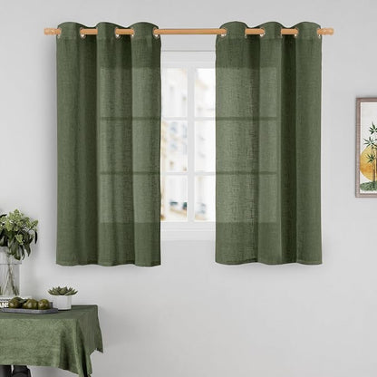 54 Inch Sheer Linen Curtains for Windows 2 Panels Set, Bronze Grommet Light by LAMIT