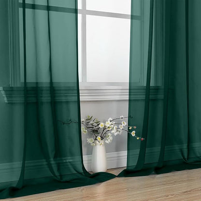 Hunter Green Sheer Curtains 96 Inches Long 2 Panels - Image 6