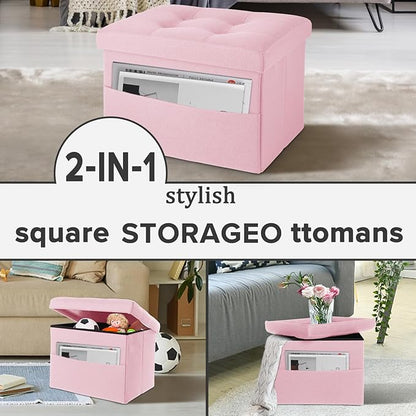 LINMAGCO Storage Ottoman Folding Foot Stool Foot Rest - Image 7