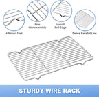 Baking Sheet with Wire Rack Set, Stainless Steel Cookie Sheet Baking Pan Toaster Oven Tray with Cooling Rack, 12.4 x 10 x 1 Inch Quarter Sheet Pan - Non Toxic & Dishwasher Safe