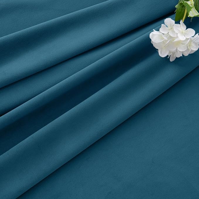 MIULEE Velvet Curtains 50W x 96L 2 Panels Peacock Blue Blackout Curtains | - Image 7