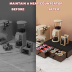 K Cup Holder, Wooden K Cup Organizer Box for Counter, Tea and Coffee Pod Storage Drawer Coffee Maker Stand, 30 Pod Capacity, Walnut Black