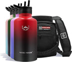 NATURE PIONEOR Insulated Water Bottles with Straw - 64oz Stainless Steel Vacuum Bottle with Holder/Carrier/Sleeve - Reusable 18/8 Food Grade Half Gallon Water Jug