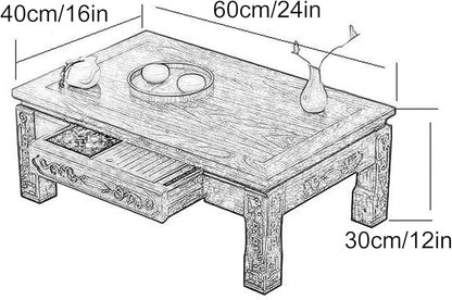 Solid Wood Japanese Floor Table, Tatami Style Rectangular Coffee Table - Image 2