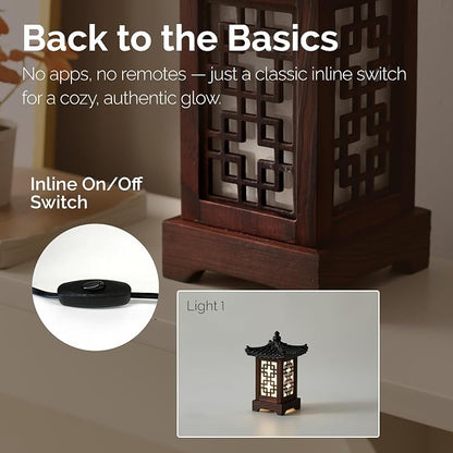Traditional Korean Wood Lamp | Handmade Asian Oriental Table Lantern | Bedside - Image 4