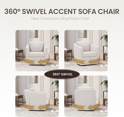 COLAMY 360° Swivel Accent Chair Set of 2 No-Sag Foam & Sturdy Metal Base - Image 8