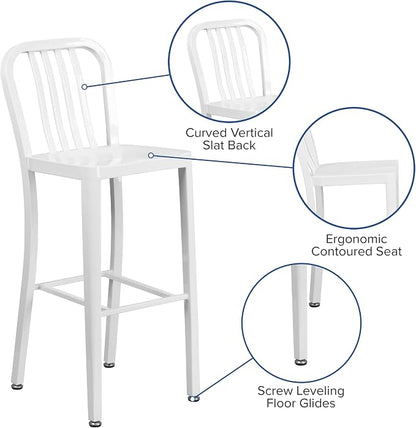 Flash Furniture Gael Commercial Grade 2 Pack 30" High White Metal - Image 7