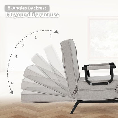 Hupmad Convertible Bed Sleeper Chair, Tri-fold Upholstered Armchair Sleeper - Image 6
