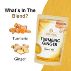 BREWIX, Turmeric Ginger Herbal Tea Bags (20 Pyramid Tea Bags) Real Ingredients From India, Naturally Caffeine Free | Pure Herbal Blend | Packed in Resealable Ziplock Pouch