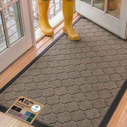 GORILLA GRIP 100% Waterproof All-Season WeatherMAX Doormat, US Designed Natural by GorillaGrip
