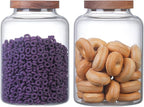 Large Glass Jar with Lid Set of 2, Glass Sugar Containers Kitchen Canisters Pantry Glass Food Storage Container for Candy Coffee Bean Cereal Flour Cookies (67oz(2000ml)-2 pack)