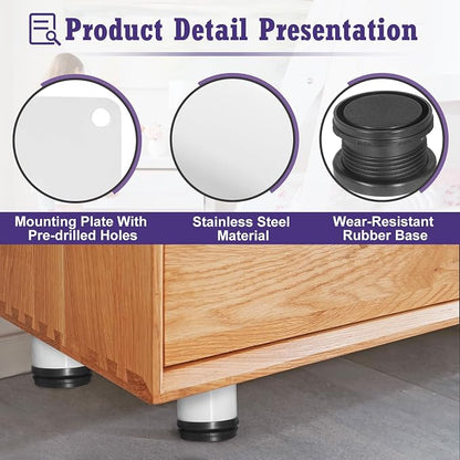 2 Inch Metal Furniture Legs Stainless Steel Adjustable Legs White Metal Legs - Image 3