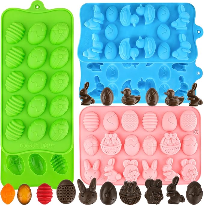 Easter Egg Silicone Mold for Chocolate 5 Packs Egg Shaped Mold Baking Pan for Easter Party Hot Chocolate Bombs Fondant Candy Jelly Dome Mousse Cake Topper Making