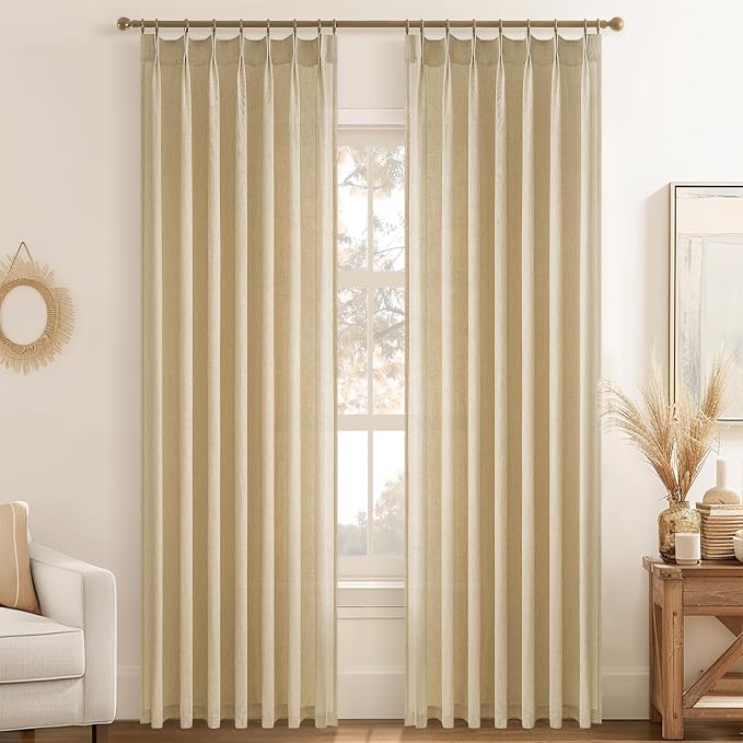96 Inches Long Pinch Pleated Semi Sheer Curtains - Image 8