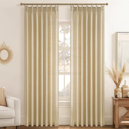102 Inch Long Curtains Pinch Pleat Linen Curtains - Image 8
