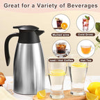 Norme 2 Pcs Thermal Coffee Carafe Insulated Stainless Steel Coffee Carafe for Hot Liquid Vacuum Thermal Pot Creamer Pitcher Dispenser with Brushes Keeping Hot Water Milk(Silver,51 oz)