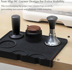 Espresso Tamping Mat Silicone Coffee Tamper Mat with Corner Design, Heat Resistant Non-Slip Coffee Station Pad (Black, Large)