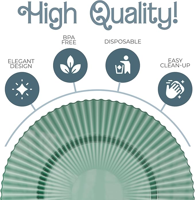 Exquisite 80 Piece Plastic Disposable Plates Set For 40 Guests I 20 X 9 Inch & 40 X 11 Inch Disposable Plastic Plates | Color: Green| Great for Weddings Parties And Formal Occasions