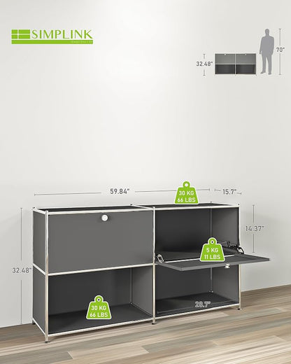 Metal Sideboard with 2 Flap Doors, DIY Modern Home Furnishing, Foyer - Image 6