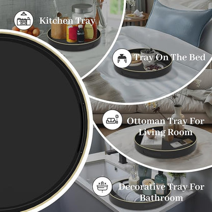 MAONAME Black Decorative Tray for Coffee Table, Modern Round Serving Tray - Image 7