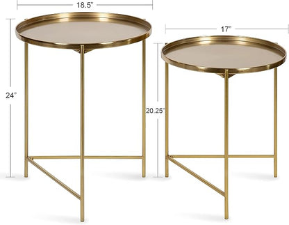 Kate and Laurel Ulani Modern Nesting Side Table; Set of 2; Gold; Sophisticated - Image 3