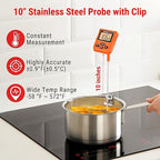 ThermoPro TP511 Digital Candy Thermometer with Pot Clip, Programmable Instant Read Food Meat Thermometer with 10'' Long Probe for Smoker Baking Grilling Candle Liquid Oil Deep Fry Thermometer