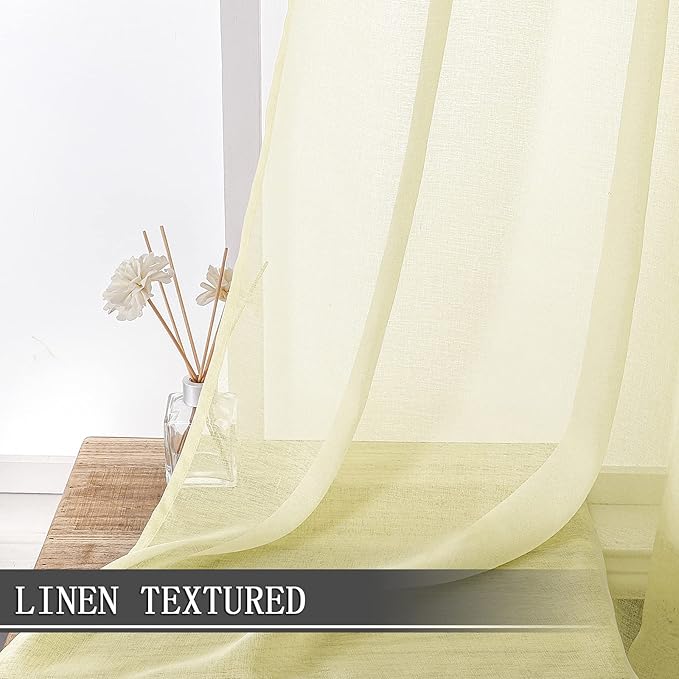 Tollpiz Sheer Curtains Linen Textured Bedroom Curtain Sheers Light Filtering - Image 2