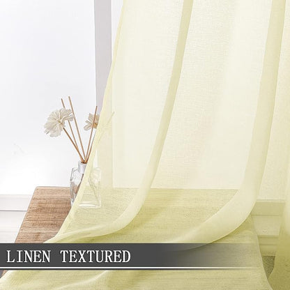 Tollpiz Sheer Curtains Bedroom Linen Textured Curtain Sheers Light Filtering - Image 2