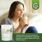 Organic Soursop Leaf Tea Bags | Annona Muricata Herbal Tea for Relaxation & Wellness | Caffeine-Free, Antioxidant Rich | 30 Count | Gluten-Free, Non-GMO