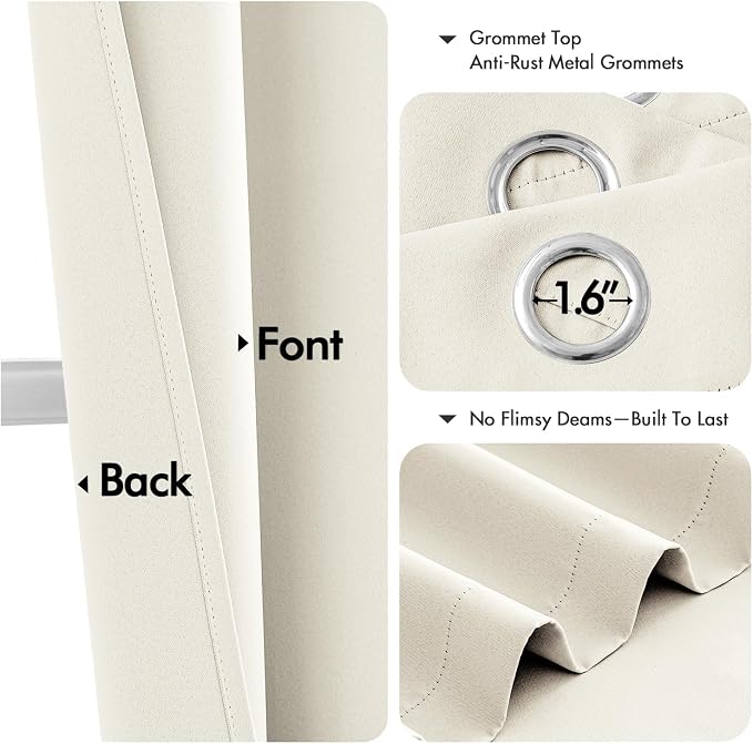 MIULEE Blackout Curtains for Bedroom 2 Panels 40 x 84 Inch Long Cream | Thermal - Image 4