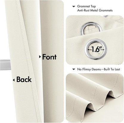 MIULEE Blackout Curtains for Bedroom 2 Panels 40 x 84 Inch Long Cream | Thermal - Image 4