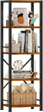 Furologee 5 Tier Tall Bookshelf, Rustic Narrow Bookcase, Display Standing Shelf by Furologee