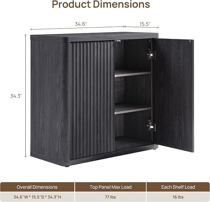 SICOTAS Buffet Cabinet with Storage 34.6" Sideboard Accent Modern Credenza with - Image 2