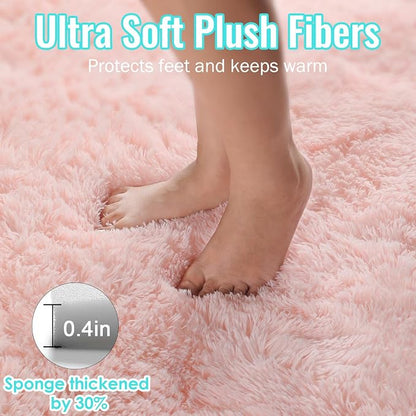 Pink Fluffy Plush Area Rug 5x8, Kids Shag Rugs - Image 7