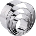 Cookie Cutter Set, 4 Pc. Kit, Measuring 2'', 3'', 4'' and 5'', Round Metal Baking Rings for Pastry, Biscuits, and Dough Cutting, Heavy Duty and Reusable, Multiple Sizes