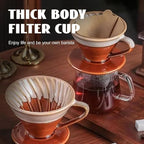 Ceramic Coffee Dripper Filter 02-4Cup Pour Over Coffee Dripper, 60 Angle Cone Ceramic Hand Brew Coffee Cup Retro Filter Set Reusable Portable Coffee Maker (Bronze)