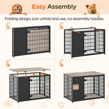 YATINEY Foldable Dog Crate Furniture, Dog Crate - Image 3