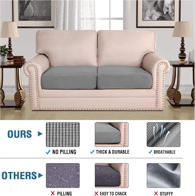 H.VERSAILTEX Super Stretch Individual Seat Sofa Covers Couch Slipcover Sets - Image 2