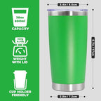 20oz Tumbler Bulk Stainless Steel Tumbler Cup with Lid Vacuum Insulated Double Wall Travel Mug, Durable Powder Coated Travel Coffee Tumbler Mug for Hot & Cold Drinks, Green,12 Pack