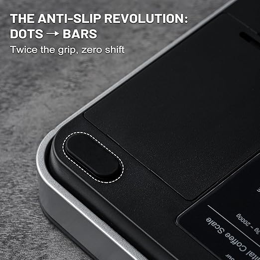 KitchenTour CaféMetric Coffee Scale with Timer 0.1g/2000g - Precision Scale for Espresso & Pour Over - Water Flow Speed Mode and Coffee Powder-to-Liquid Ratio Mode - Rechargeable, LCD Display-Wood