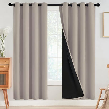 SimpleHome Natural 100% Blackout Curtains Room Darkening Living Room 72L | by SimpleHome