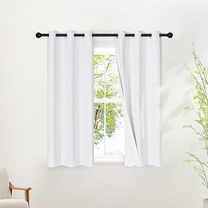 NICETOWN 100% Blackout White Curtains 48 inch Long, Grommet Thermal Window by NICETOWN