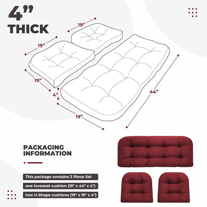 DANGHOOGY Wicker Chair Cushions, Waterproof Outdoor Loveseat Cushions - Image 2