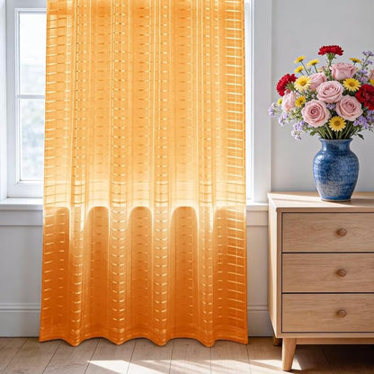 SpaceDresser Check Sheer Curtains 45 Inches Long - Image 3