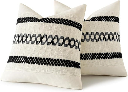MIULEE Set of 2 Black Boho Decorative Pillow Covers 20x20 Inch | Farmhouse - Image 8