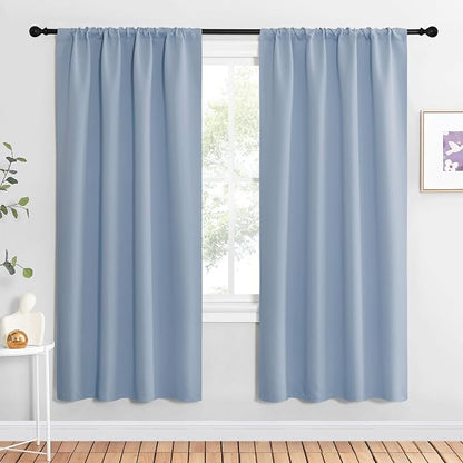 NICETOWN Blackout Curtains for Living Curtains, Vintage Blue, 1 Pair, 34-inch W by NICETOWN