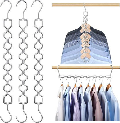 Space Saving Hangers for Clothes 3 Pack, Sturdy Metal Hangers Heavy Duty Magic by Besslly