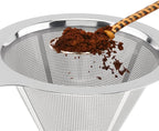 TQEONKL Pour Over Coffee Dripper,Paperless Reusable Coffee Filter,Metal Cone Reusable Single Cup Coffee Maker (2-4 cups)