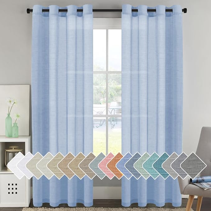 H.VERSAILTEX Linen Curtains Flax Linen Blended Curtain Panels by HVERSAILTEX